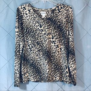 Chico’s size 1 medium leopard long sleeve top